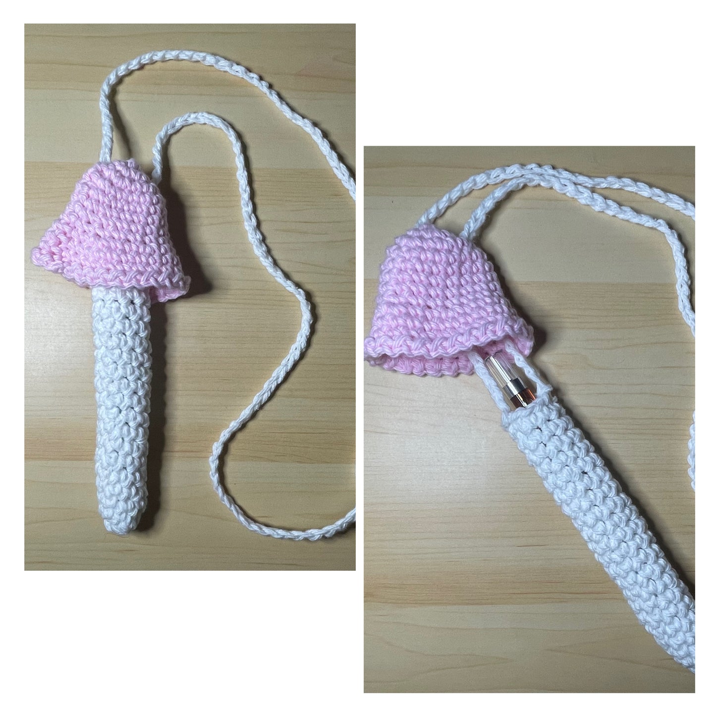 Pink & White Regular Mushroom Storage Necklace