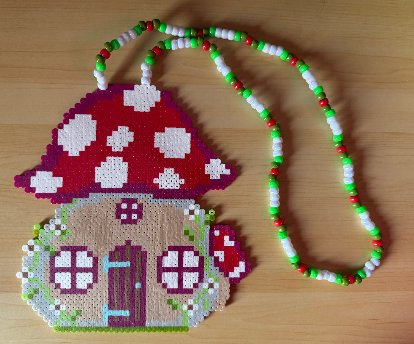 Mushroom House Kandi Necklace