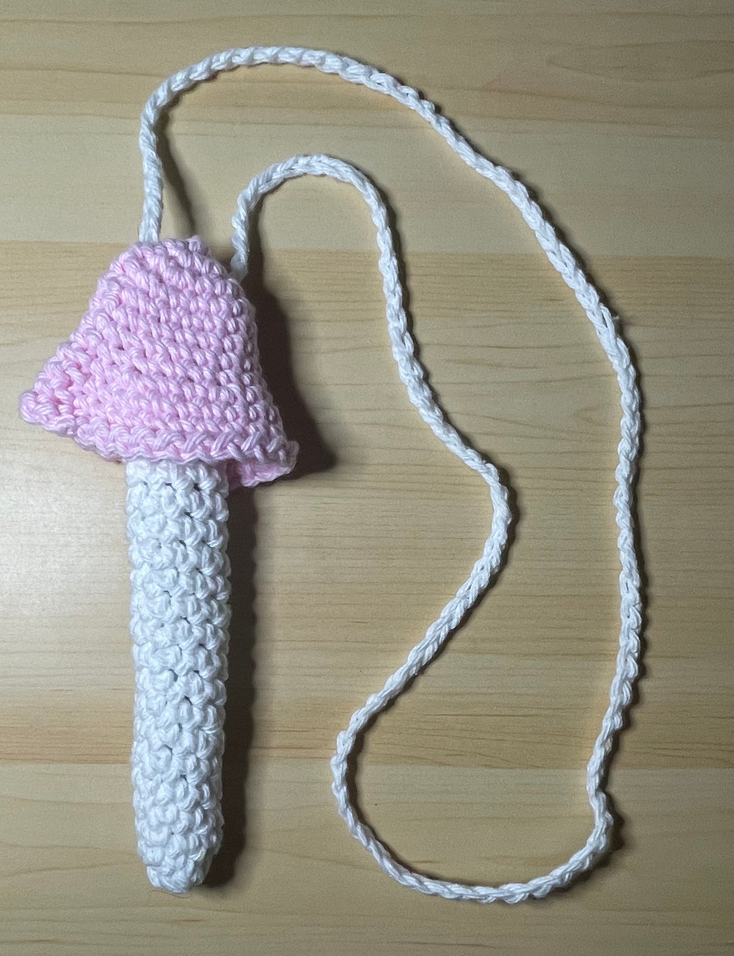 Pink & White Regular Mushroom Storage Necklace