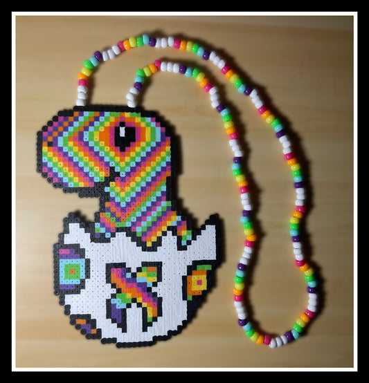 Rainbow Dinosaur Kandi Necklace