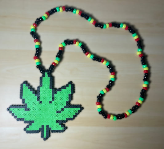 Weed Leaf Kandi Necklace