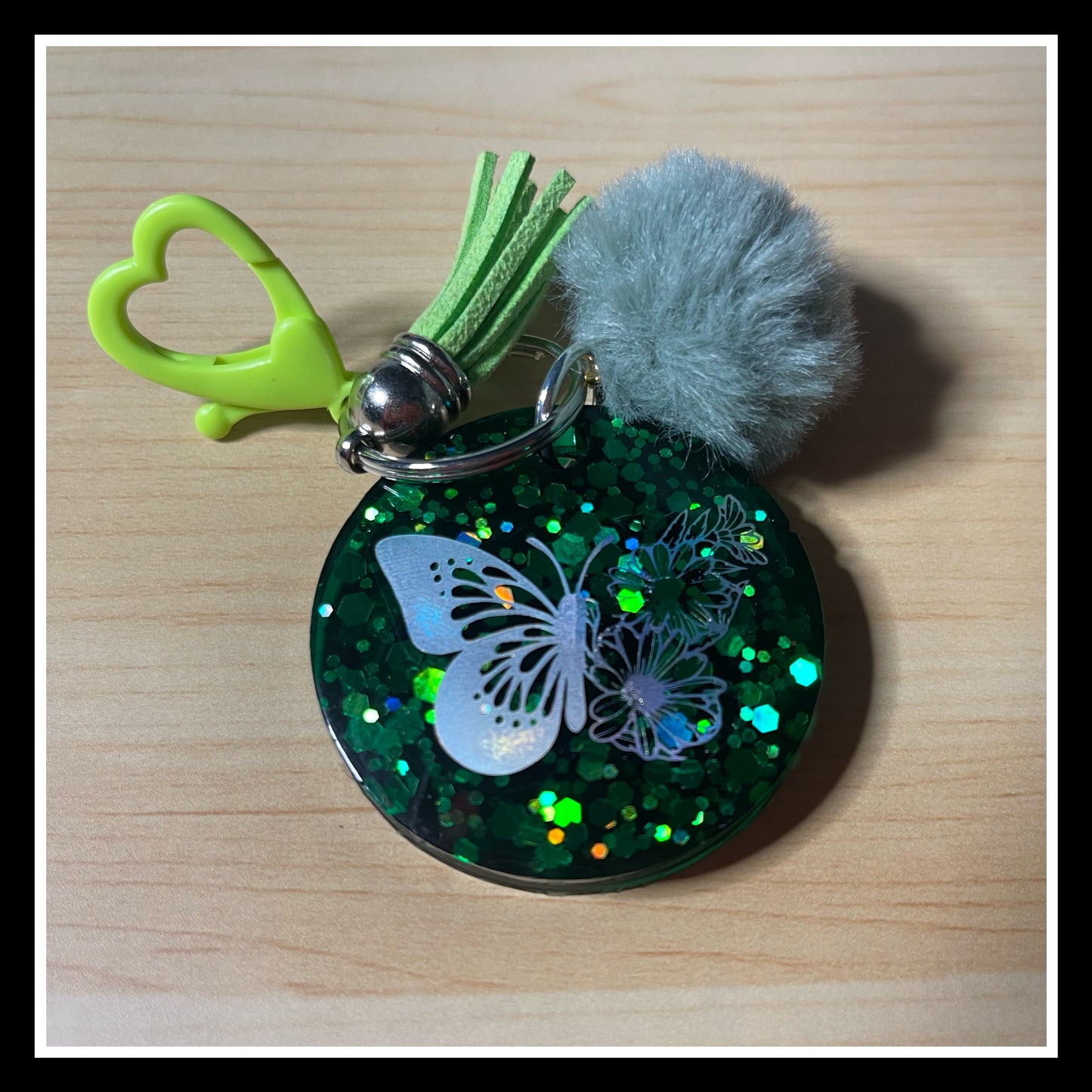 Circular Keychains W/ Iridescent Foil (Multiple Colors Available)