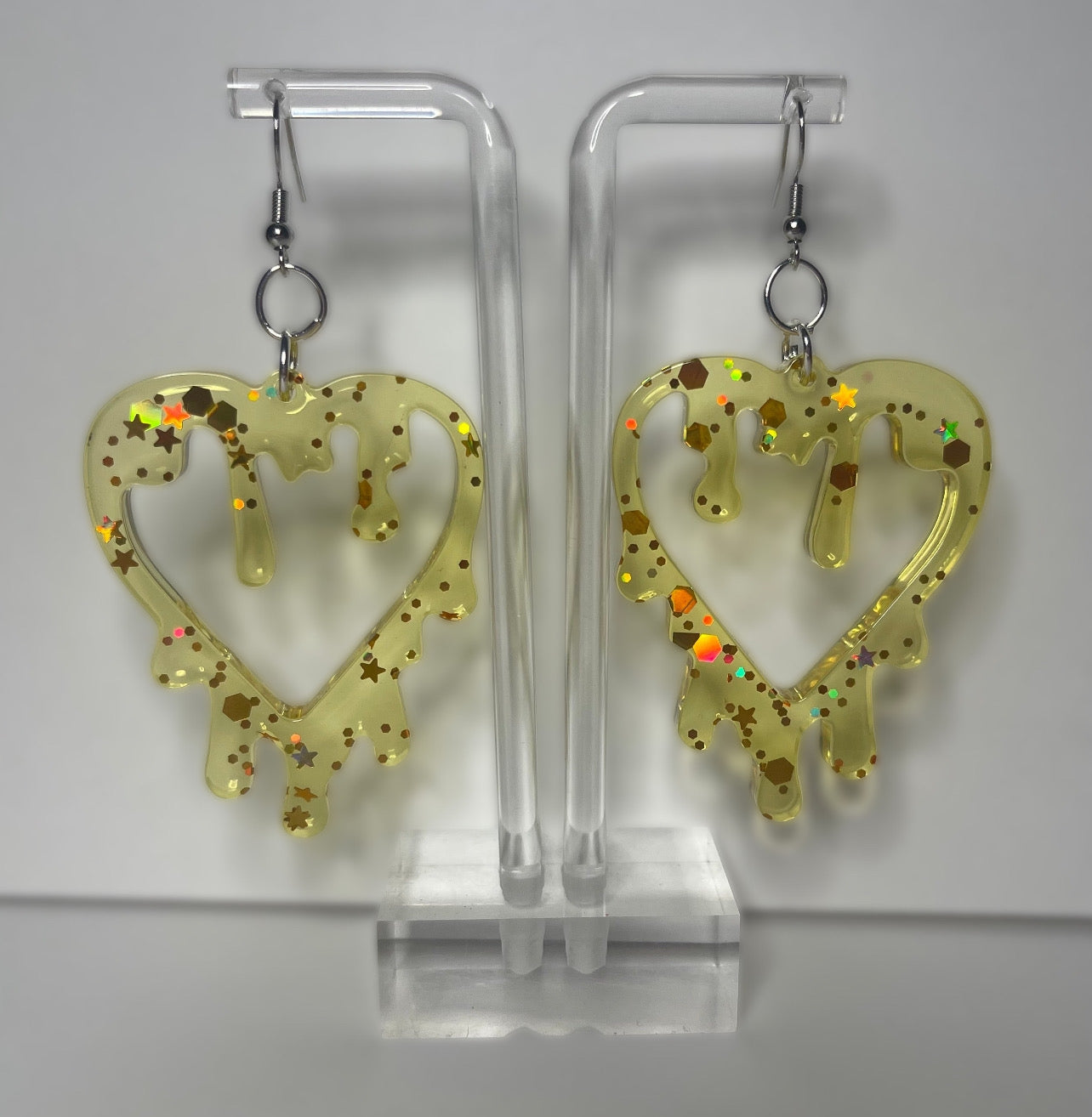 Large Drippy Heart Earrings (Multiple Colors Available)