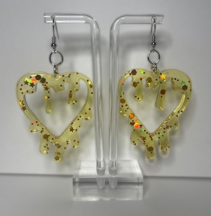 Large Drippy Heart Earrings (Multiple Colors Available)