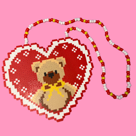 Cute Bear Perler Necklace