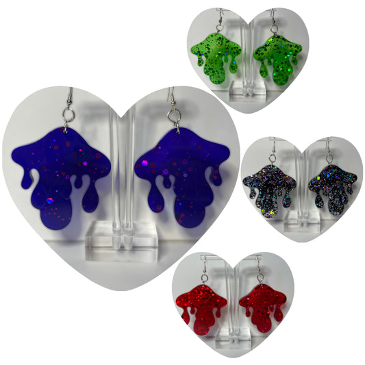 Large Drippy Mushroom Earrings (Multiple Colors Available)