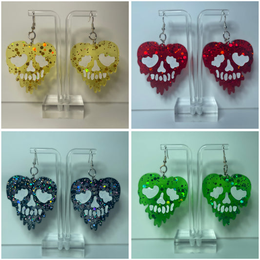 Skull Heart Earrings (Multiple Colors Available)