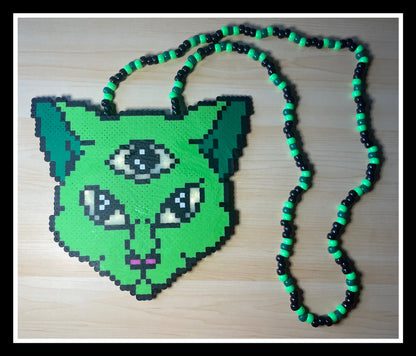 Third Eye Cat Kandi Necklace (Light’s Up!)