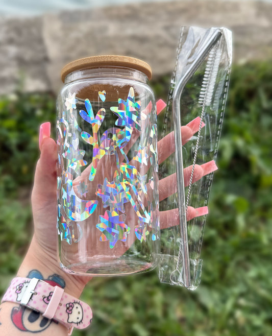 V2 Iridescent Crystals & Skulls 16 OZ Glass Tumbler