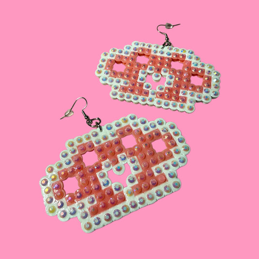 Bedazzled Pink Weapon Earrings