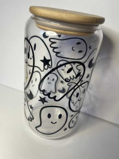 Happy Ghosts 16 OZ Glass Tumbler