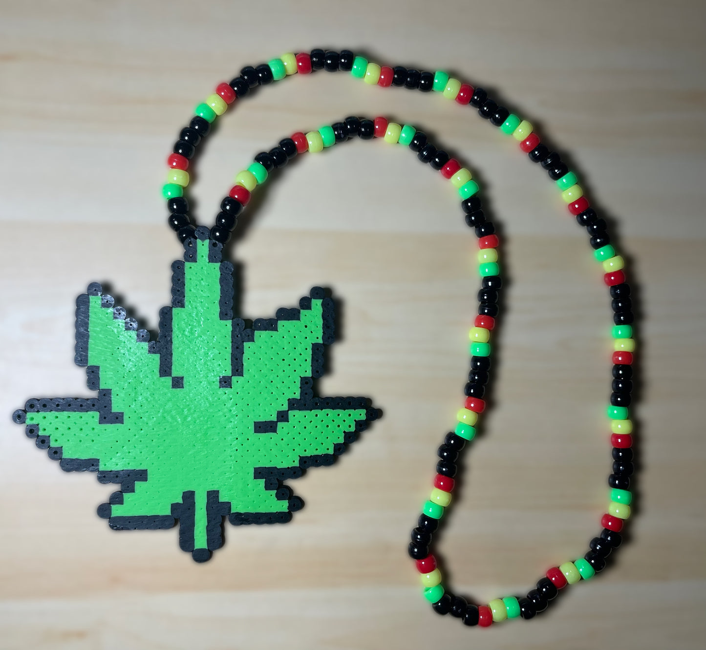 Weed Leaf Kandi Necklace