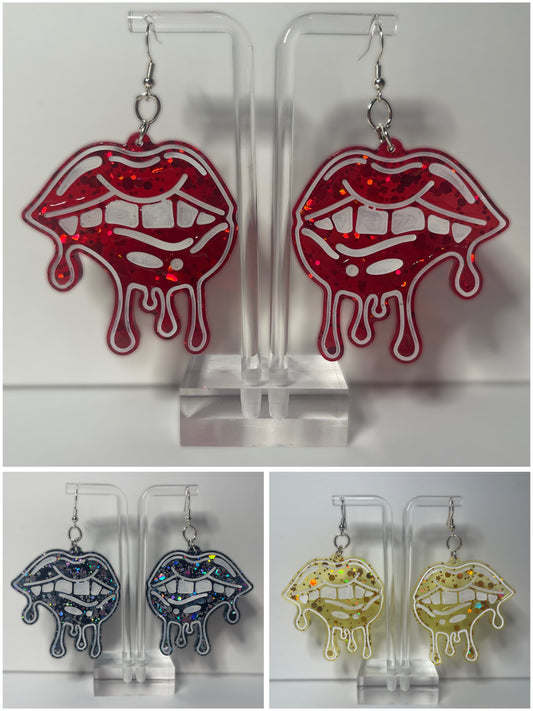 Drippy Mouth Earrings  (Multiple Colors Available)