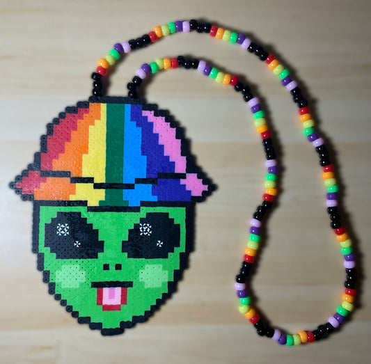 Rainbow Alien Kandi Necklace