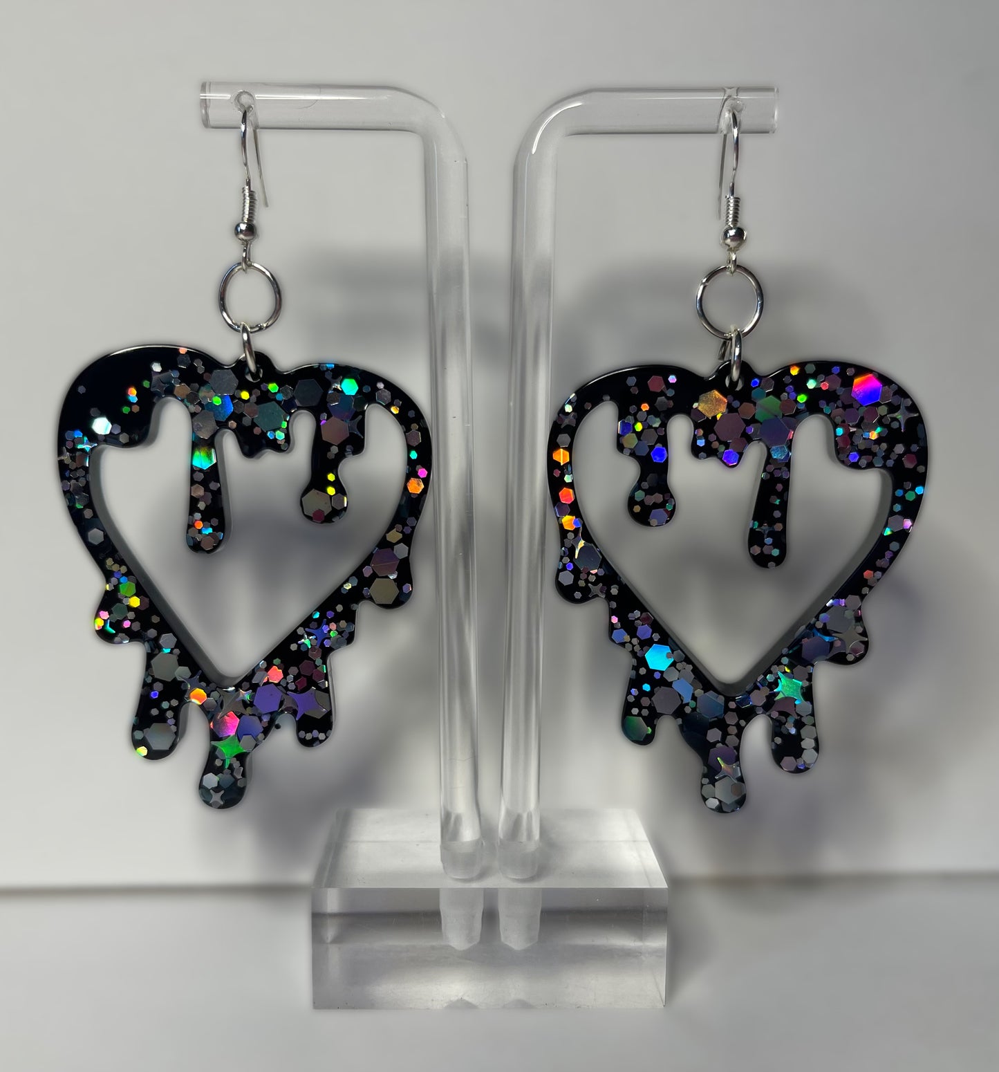 Large Drippy Heart Earrings (Multiple Colors Available)