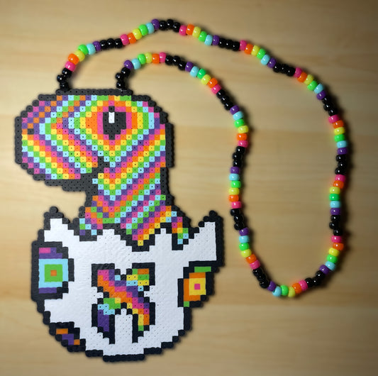 Rainbow Dino Egg Kandi Necklace