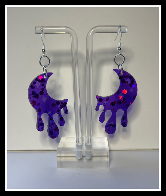Drippy Moon Earrings (Multiple Colors Available)